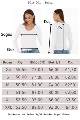 V Yaka Slim Fit Tişört-Beyaz