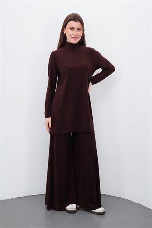 Maxi Tunik & Pantolon Takım-Kahverengi