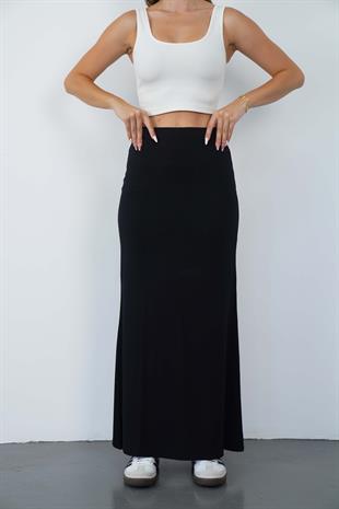 Nora Kadın Maxi Boy Astarlı Viskon Etek-Siyah