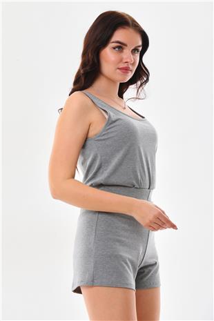 Extra Yumuşak Viskon Şort Home&Beach-Gri Melanj
