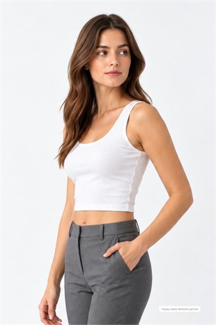 	Crop Askılı Atlet-Beyaz