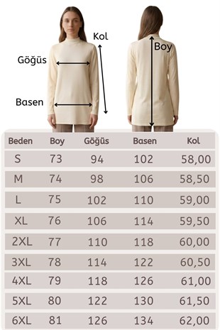 Viskon Dik Yaka Tunik-Krem