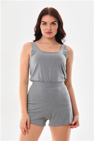 Extra Yumuşak Viskon Şort Home&Beach-Gri Melanj
