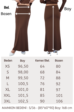 Nora Kadın Maxi Boy Astarlı Viskon Etek-Kahverengi