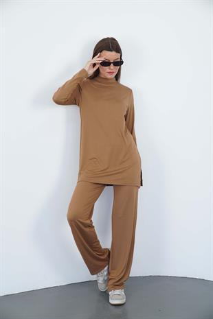 Viskon Tunik ve Pantolon Takım-Tarçın