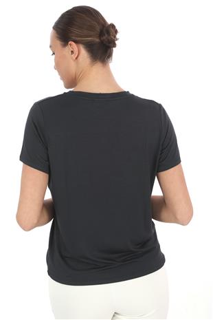 Viskon Dökümlü Tişört-Füme
