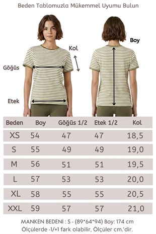 Kadın Çizgili Oysho Tişört-Çizgili Yeşil
