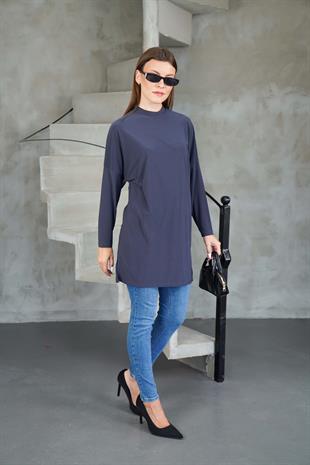 Tesettür Extra Uzun Tunik -Füme