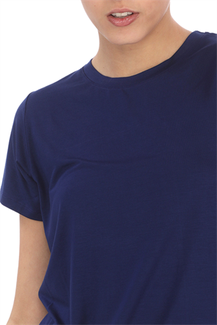 Viskon Dökümlü Tişört-Lacivert