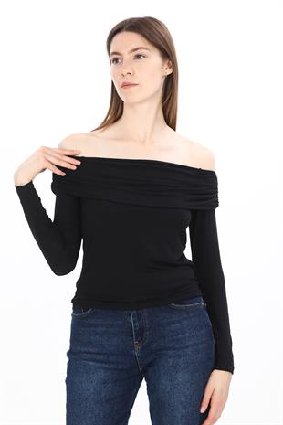 Madonna Yaka Bluz-Siyah