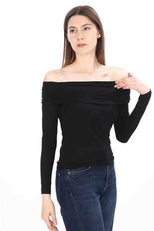 Madonna Yaka Bluz-Siyah