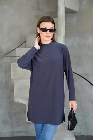 Tesettür Extra Uzun Tunik -Füme