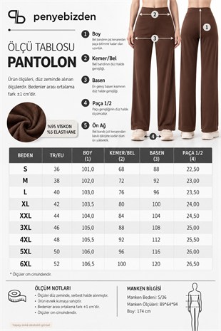  Extra Yumuşak Uzun Viskon Pantolon Home&Outdoor-Kahverengi