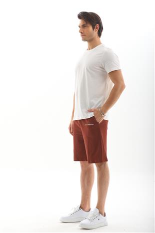 Erkek Regular Fit %100 Pamuk Şort-Kahve