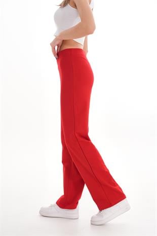 Pamuk 2 İplik likra Eşofman Alt-Kırmızı