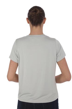 Viskon Dökümlü Tişört-Gri