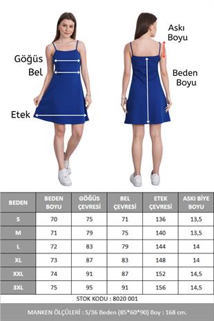  İnce Askılı Kısa Elbise -Koyu Mavi