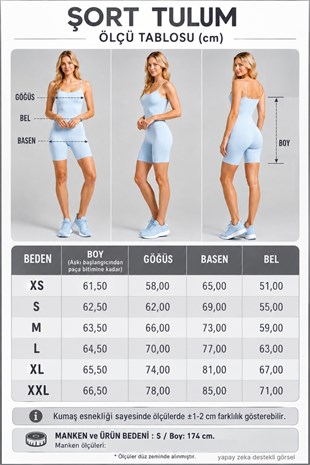 İnce Askılı Body Tulum -Açık Mavi