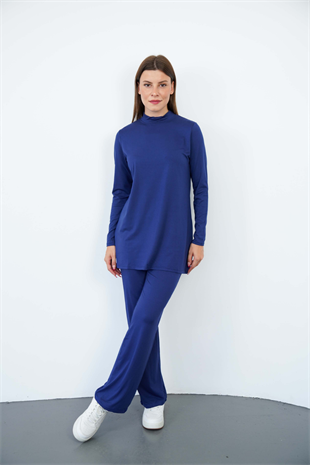 Viskon Tunik ve Pantolon Takım-Lacivert