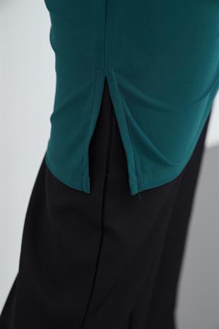 Tesettür Extra Uzun Tunik-Zümrüt Yeşil