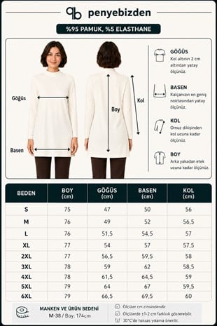 Premium Viskon Dik Yaka Uzun Tunik-Krem