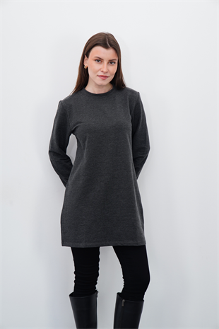 Tesettür Sweatshirt Tunik-Antrasit