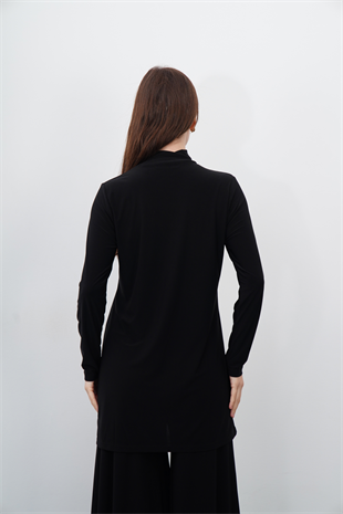 Dik Yaka Sandy Tunik-Siyah