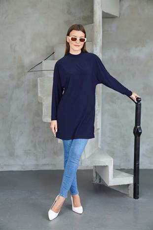Tesettür Extra Uzun Tunik -Lacivert