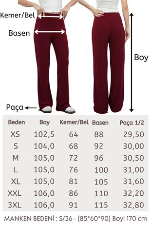 Nira Kadın Maxi Boy İspanyol Paça Sandy Pantolon-Bordo