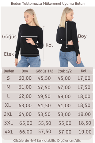 Kol Düğmeli Modal Tişört-Siyah