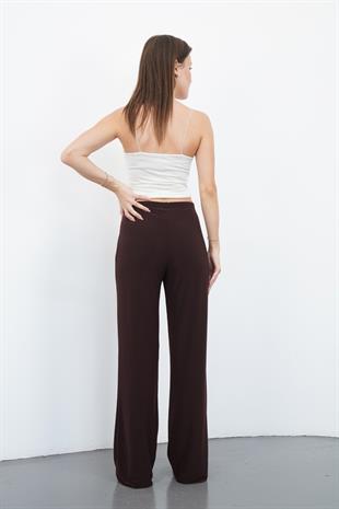 Nira Kadın Maxi Boy İspanyol Paça Sandy Pantolon-Kahverengi