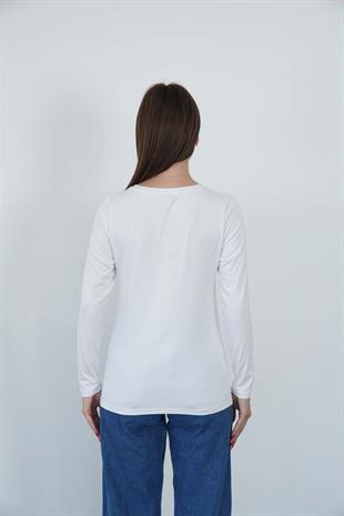 Kadın Zarif İnce Gösteren Viskon -Siyah-Beyaz