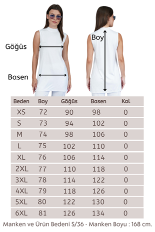 Viskon Kolsuz Tunik -Beyaz