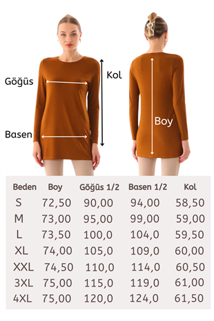 	Kadın Viskon Full Likra Tunik-Kahverengi