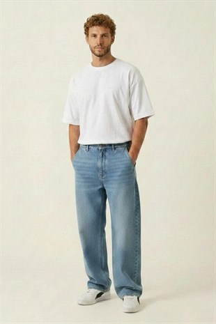Erkek Oversize Tişört-Beyaz