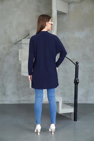 Tesettür Extra Uzun Tunik -Lacivert