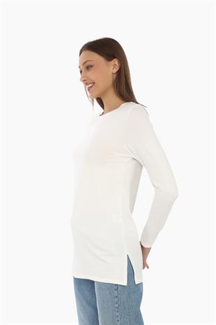 Kadın Rahat ve Şık Viskon Tunik-Krem