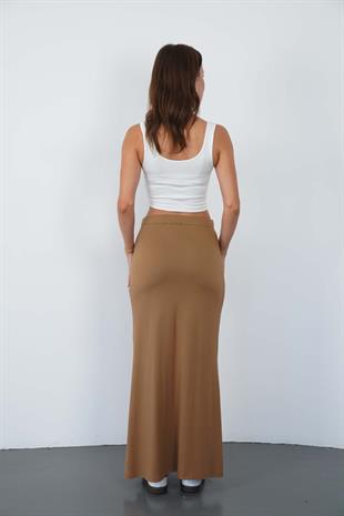 Nora Kadın Maxi Boy Astarlı Viskon Etek-Tarçın