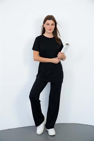 Soft Viskon Uzun Tunik-Siyah