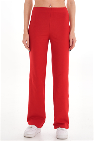 Pamuk 2 İplik likra Eşofman Alt-Kırmızı