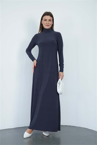 Dora Kadın Maxi Boy Balıkçı Yaka Sandy Elbise-Füme