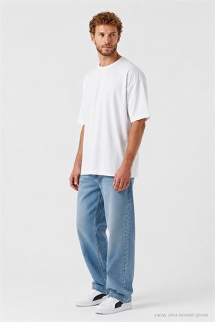 Erkek Oversize Tişört-Beyaz