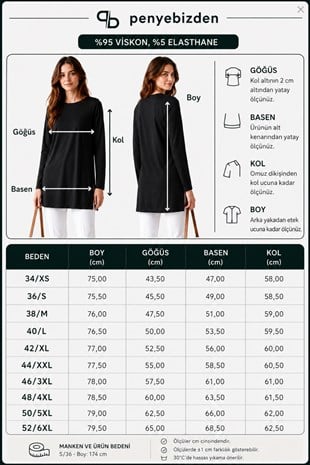 Premium Viskon Uzun Tunik 2li Paket-Siyah-Beyaz