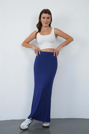Nora Kadın Maxi Boy Astarlı Viskon Etek-Lacivert