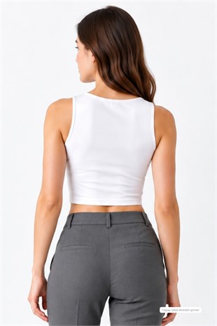 	Crop Askılı Atlet-Beyaz