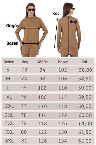 Viskon Dik Yaka Tunik ve Etek Takım-Tarçın