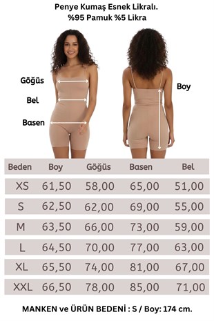 İnce Askılı Body Tulum -Ten Rengi