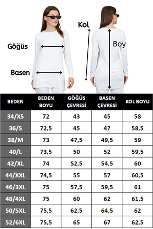 Kadın Viskon Full Likra Tunik-Beyaz