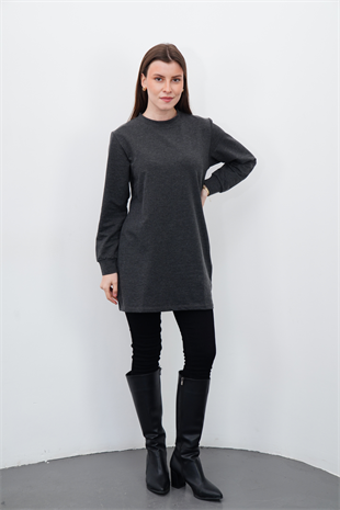 Tesettür Sweatshirt Tunik-Antrasit