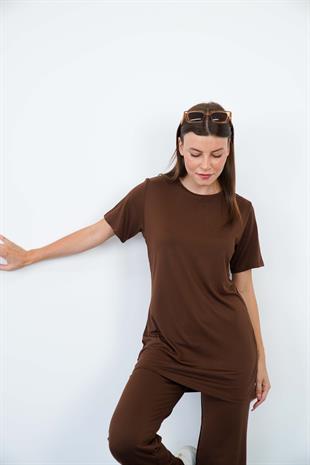 Tunik & Pantolon Takım-Kahverengi